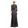 Starzz 2016 3/4 Sleeve V-Neck Elegant Black patterns of lace evening dress ST000012-1